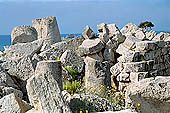 Selinunte the temple hill. Temple ruins crushed to the ground, like a fantastic work of art 